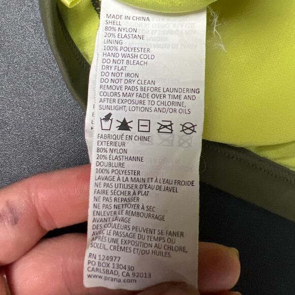 Prana Large XL Bikini Top Brina Halter Green Stripe Pad Swim Suit - Picture 4 of 6